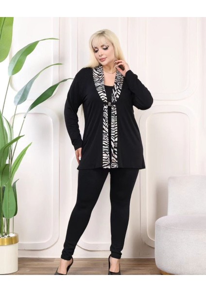 Büyük Beden Leopar Desen Tokalı Pamuklu Mevsimlik Hırka JB1514428 fırsatları