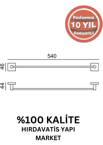 Paslanmaz Pirinç Vizyon Uzun Havluluk 50CM Mat Siyah fiyatları