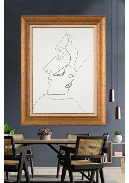 Altın Çerçeveli Paspartulu Tablo KL425