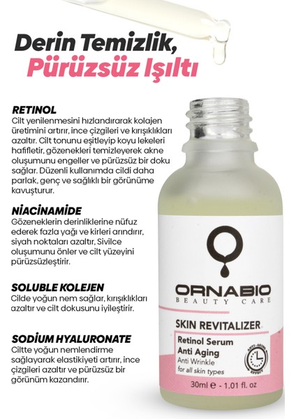 Anti Aging Bakım Serumu %5 Niacinamide %1 Retinol Kolajen