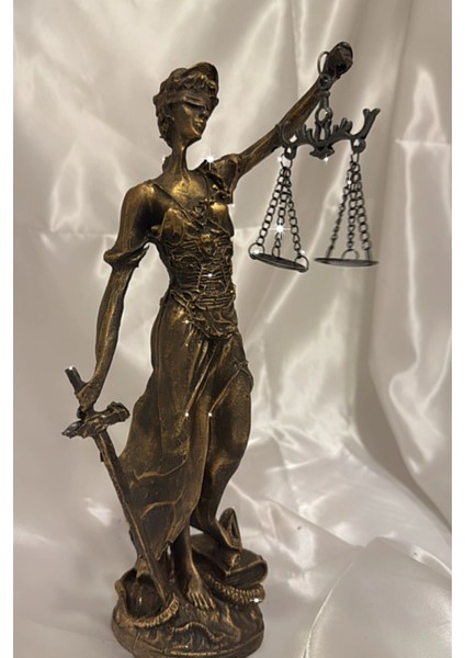 Avukat Adalet Kadın Heykeli Themis Terazi Dekoratif Hakim Kılıçlı Gold Siyahlı Eskitme 30 cm fırsatları
