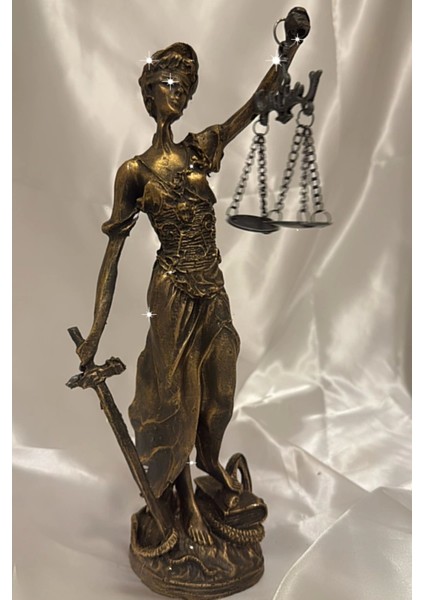 Avukat Adalet Kadın Heykeli Themis Terazi Dekoratif Hakim Kılıçlı Gold Siyahlı Eskitme 30 cm indirimleri