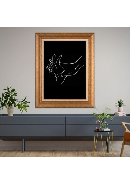 Altın Çerçeveli Paspartulu Tablo KL1876