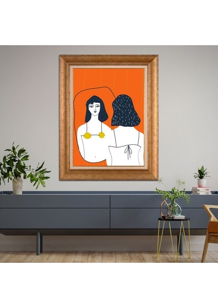 Altın Çerçeveli Paspartulu Tablo KL2349