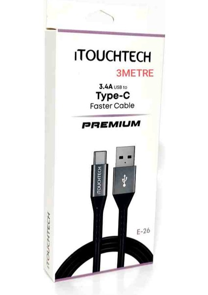 ıTOUCHTECH TYPE-C KABLO 3METRE