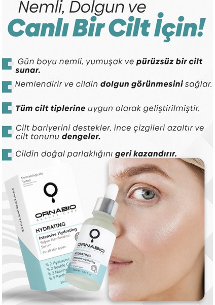 Yoğun Nemlendirici ve Dolgunlaştırıcı Serum - Hyaluronik Asit Kolajen Niacinamide Panthenol 30 ml