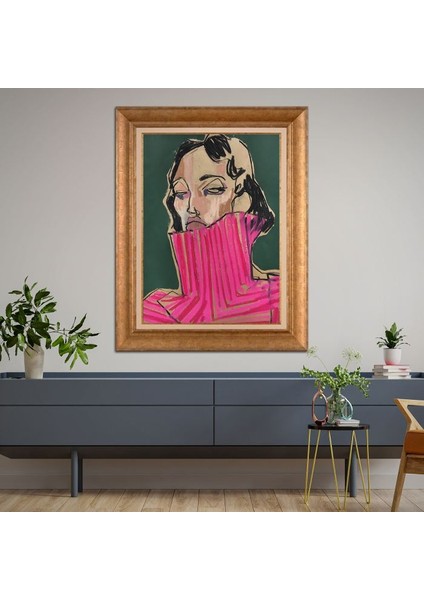 Altın Çerçeveli Paspartulu Tablo KL1284