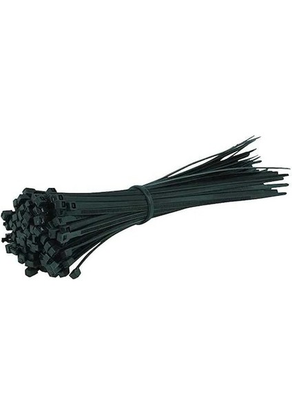 7.6 x 300 mm (30 cm) Siyah Renk Kablo Bağı Cırt Kelepçe 100 Adet
