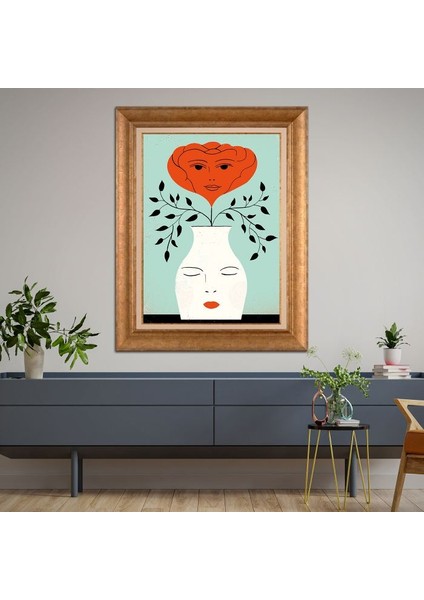 Altın Çerçeveli Paspartulu Tablo KL1254