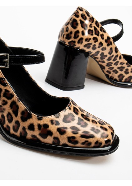 Adelin Kadın Yüksek Topuklu Leopar Rugan Oxford Ayakkabı fırsatları
