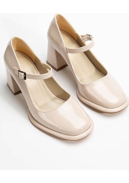 Adelin Kadın Yüksek Topuklu Bej Rugan Oxford Ayakkabı modelleri