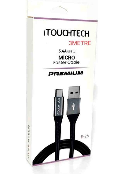ıTOUCHTECH Mikro Kablo 3 Metre