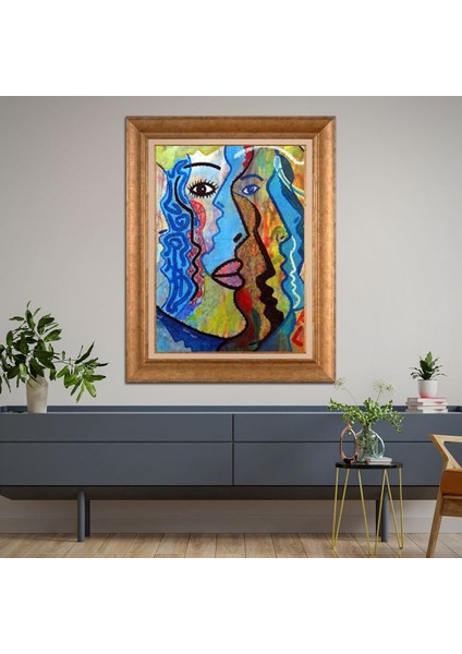 Altın Çerçeveli Paspartulu Tablo KL1724