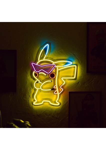 Pikachu Neon LED Metal Lamba - Pokemon Tasarımlı, Modern & Endüstriyel Stil, 47CMX64CM, LED Işıklar Yatak Odası Konser Salonu Bar Kulüp Parti Düğün Dekorasyon Doğum Günü Hediyesi