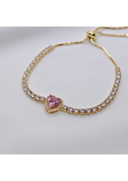Su Yolu Pembe Taşlı Kalp Çelik Bileklik fiyatları