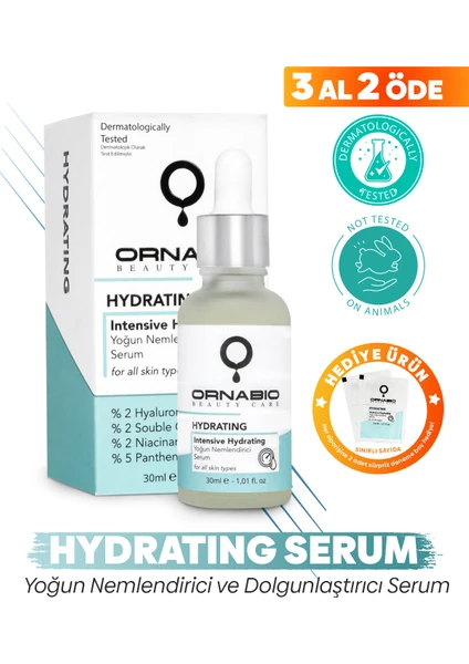 Yoğun Nemlendirici ve Dolgunlaştırıcı Serum - Hyaluronik Asit Kolajen Niacinamide Panthenol 30 ml