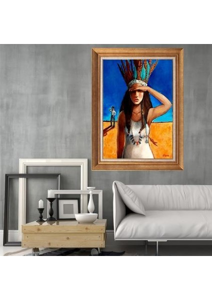 Altın Çerçeveli Paspartulu Tablo KL2873