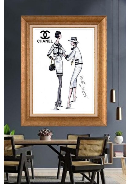 Altın Çerçeveli Paspartulu Tablo KL575