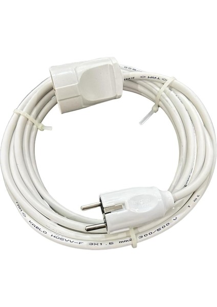 3x1,5 mm Cca Ttr Tekli Beyaz Renk Topraklı Kauçuk Seyyar Elektrik Kablosu