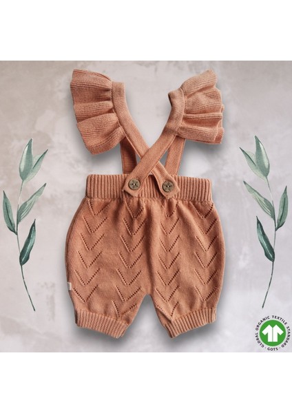 Patıque Kıds – Organik Pamuk - Gül Kurusu Kız Bebek Triko Fırfırlı Salopet Tulum fırsatları