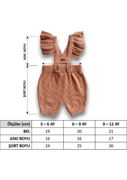 Patıque Kıds – Organik Pamuk - Gül Kurusu Kız Bebek Triko Fırfırlı Salopet Tulum indirimleri