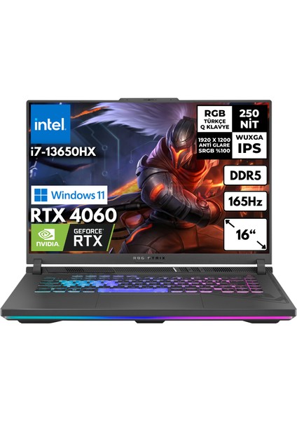 Rog Strix G16 I7-13650HX 64-Gbddr5 1 Tbssd RTX4060 (8 Gb) 16" Wuxga Windows 11 Home G614JV-N3242WHMF6