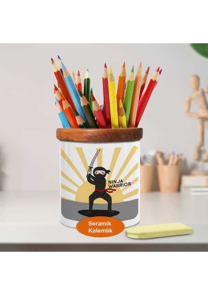 Ninja Warrior Yazılı Ahşap Seramik Kalemlik - 2147868509 fiyatları