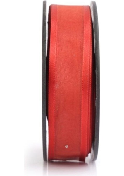 Saten Kenarlı Organze Kurdele Kırmızı 2,5 cm x 25MT