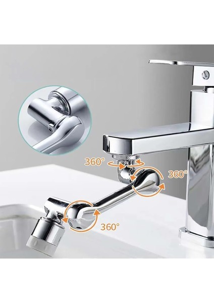 1080 Derece Dönebilen Evrensel 2 Modlu Robotik Kol Mutfak Banyo Musluk Başlığı
