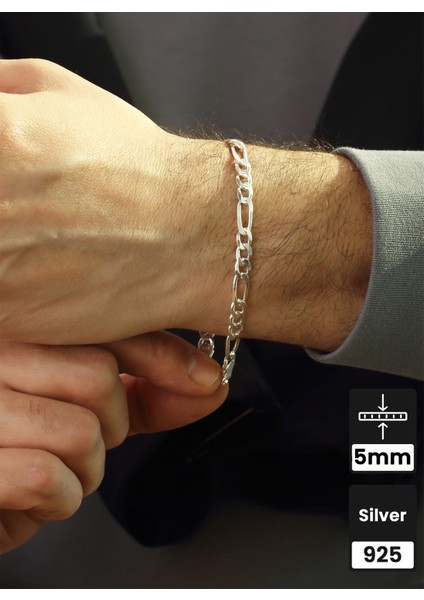 5mm Figaro 925 Ayar Gümüş Bileklik fiyatları