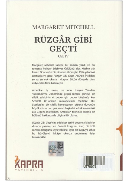 Rüzgar Gibi Geçti (4 Cilt-Takım) Gone With The Wind-Margaret Mitchell