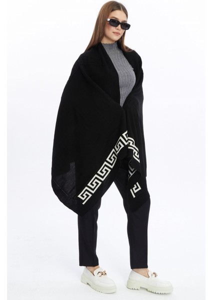 Kadın Triko Versace Model Kalın Omuz Şalı