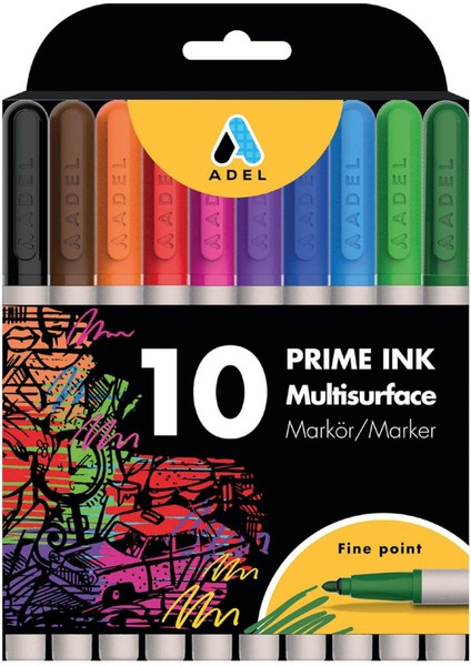 Adel Prime Ink Multisurface 10'lu Klasik Markör