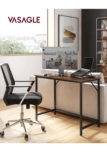 Vasagle Çalışma Masası, Bilgisayar Masası, Dar Ofis Masası, 100 x 50 x 75 Cm, Çalışma Odası, Ev Ofisi, Ofis, Kolay Kurulum, Metal, Endüstriyel Tasarım, Vintage-Siyah LWD41X