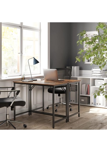 Vasagle Çalışma Masası, Bilgisayar Masası, Dar Ofis Masası, 100 x 50 x 75 Cm, Çalışma Odası, Ev Ofisi, Ofis, Kolay Kurulum, Metal, Endüstriyel Tasarım, Vintage-Siyah LWD41X