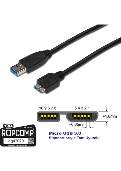 USB Micro-B Superspeed Data Kablosu USB 3.0 20CM fırsatları