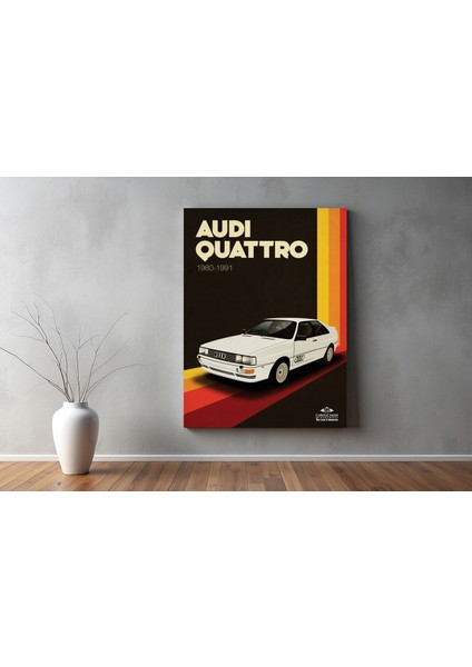 Audi Quattro Kanvas Tablo - Retro Vintage Tarzı Dekoratif Duvar Tablosu