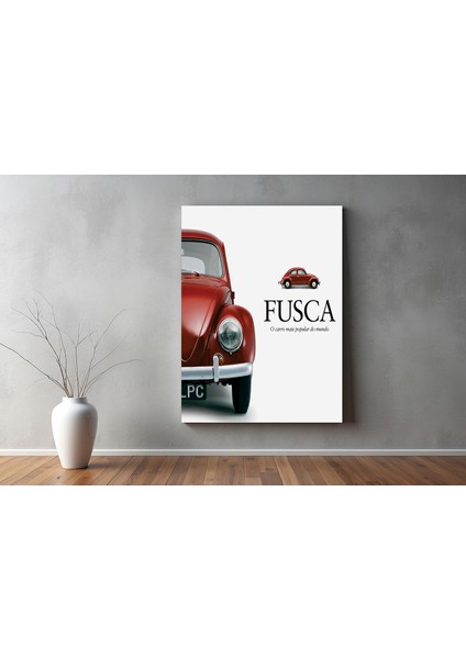 Fusca Kanvas Tablo - Retro Vintage Tarzı Dekoratif Duvar Tablosu