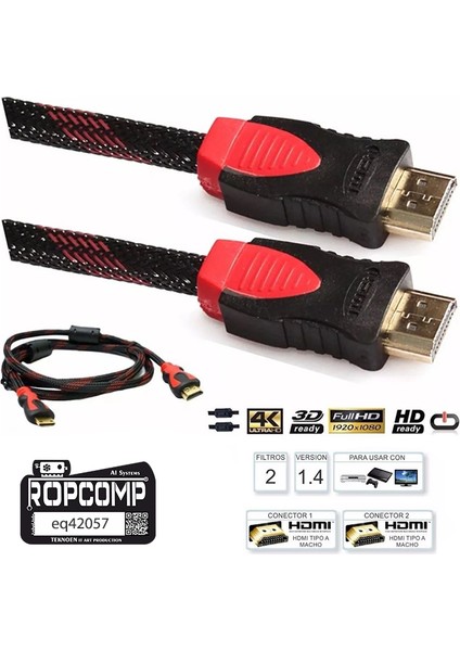 HDMI Kablosu 1.4b 3D Monitör Kablosu 100CM