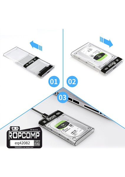 2.5" Sata HDD Kutusu Telefon Yedekleme Type C Otg USB Şeffaf