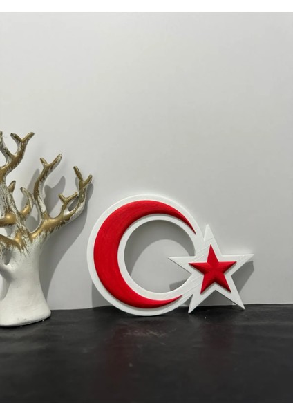 Şanlı Ay Yıldız Türk Bayrağı Biblo Tablo 20 cm