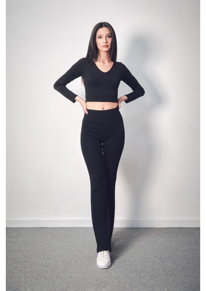 Beli Lastikli Yüksek Bel Flare Pantolon fiyatları