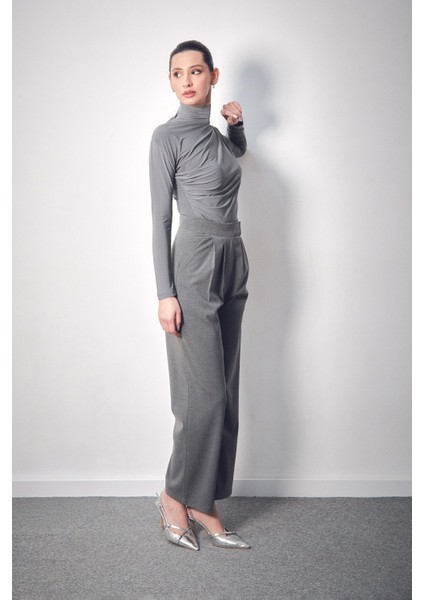 Cırt Cırtlı Fermuarlı Palazzo Kumaş Pantolon modelleri