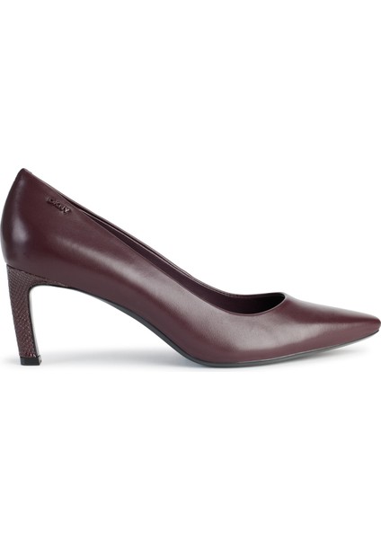Deri Bordo Kadın Topuklu Ayakkabı K3496787