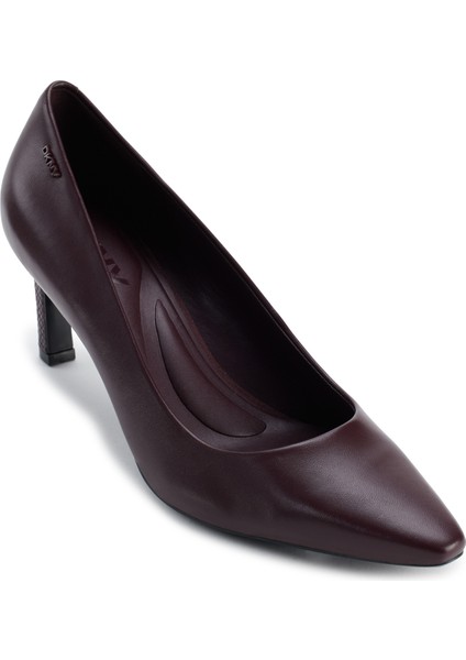 Deri Bordo Kadın Topuklu Ayakkabı K3496787 fiyatları