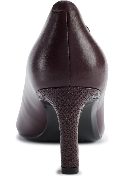 Deri Bordo Kadın Topuklu Ayakkabı K3496787 indirimleri