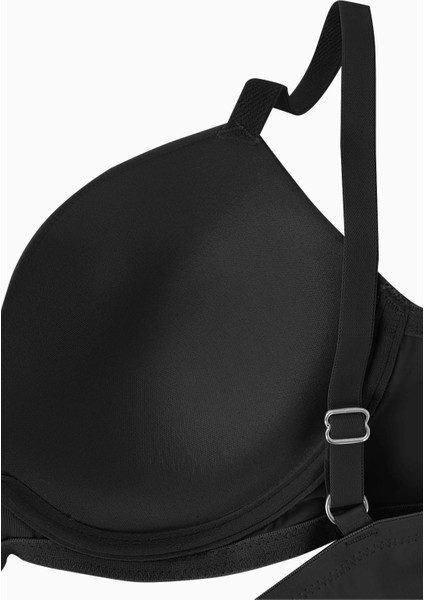 Luna Premium Basic 2222 Siyah Soft Push Up/yarı Dolgulu Mikro Sütyen