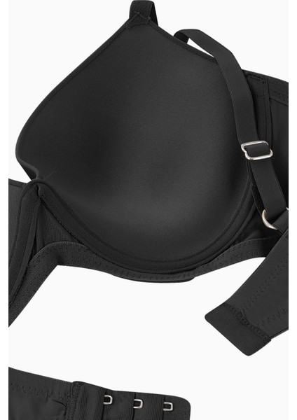 Luna Premium Basic 2222 Siyah Soft Push Up/yarı Dolgulu Mikro Sütyen