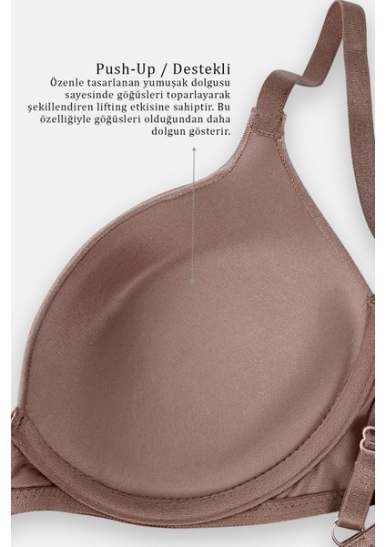 Mia 2529 Bronz Kahve Push Up / Dolgulu Mikro Basic Sütyen