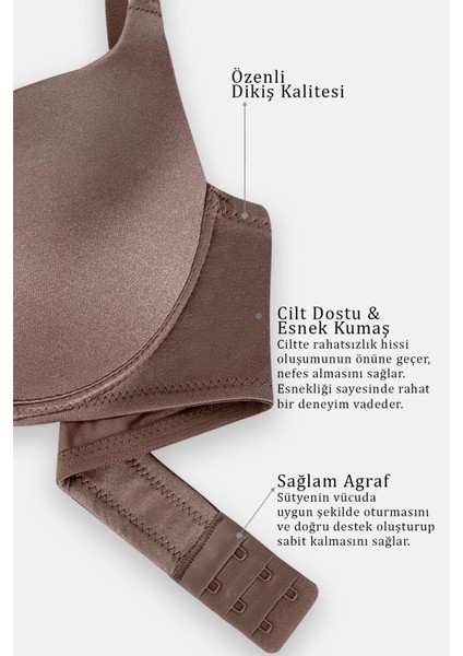 Mia 2529 Bronz Kahve Push Up / Dolgulu Mikro Basic Sütyen